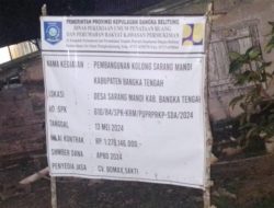 Miris! Papan Proyek Tanpa Waktu Pelaksana Pembangunan Kolong Sarang Mandi  Patut Dicurigai